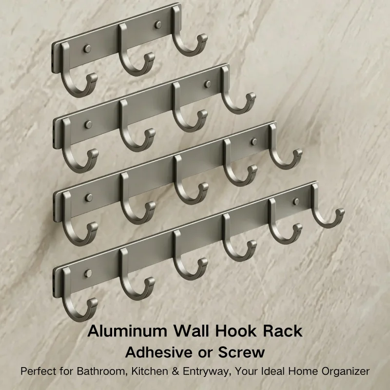 Home Bathroom Organizer - Aluminium-Wandhaken – ohne Bohren, mit Klebe-